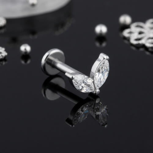 Przejdź do produktu Labret Crystal Leaf  z tytanu ASTM F-136 