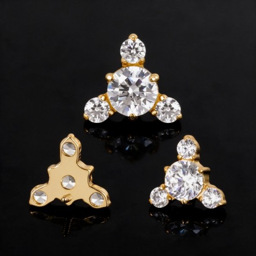 Przejdź do produktu Labret  Gold Crystal Triangle z tytanu ASTM F-136    