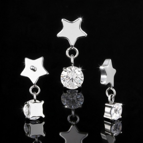 Przejdź do produktu Labret  Star Crystal Dangle z tytanu ASTM F-136   