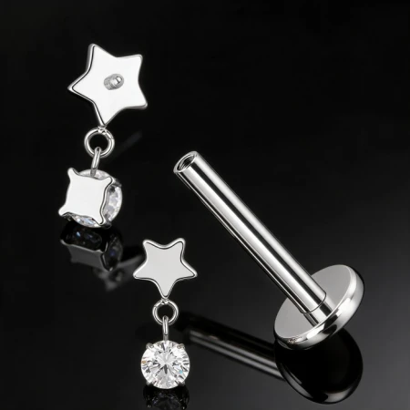 Labret tytanowy Star Crystal Dangle – ASTM F-136