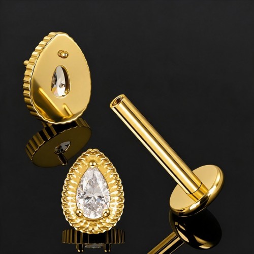 Przejdź do produktu Labret Hindu Gold Drop Crysta z tytanu ASTM F-136