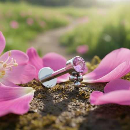 Labret Pink Triangle Balls z tytanu ASTM F-136