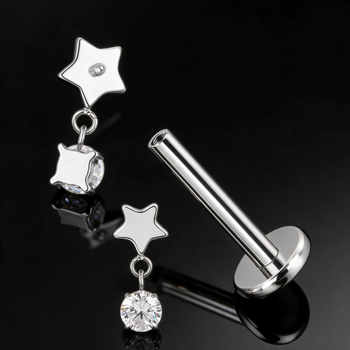 Labret tytanowy Star Crystal Dangle – ASTM F-136